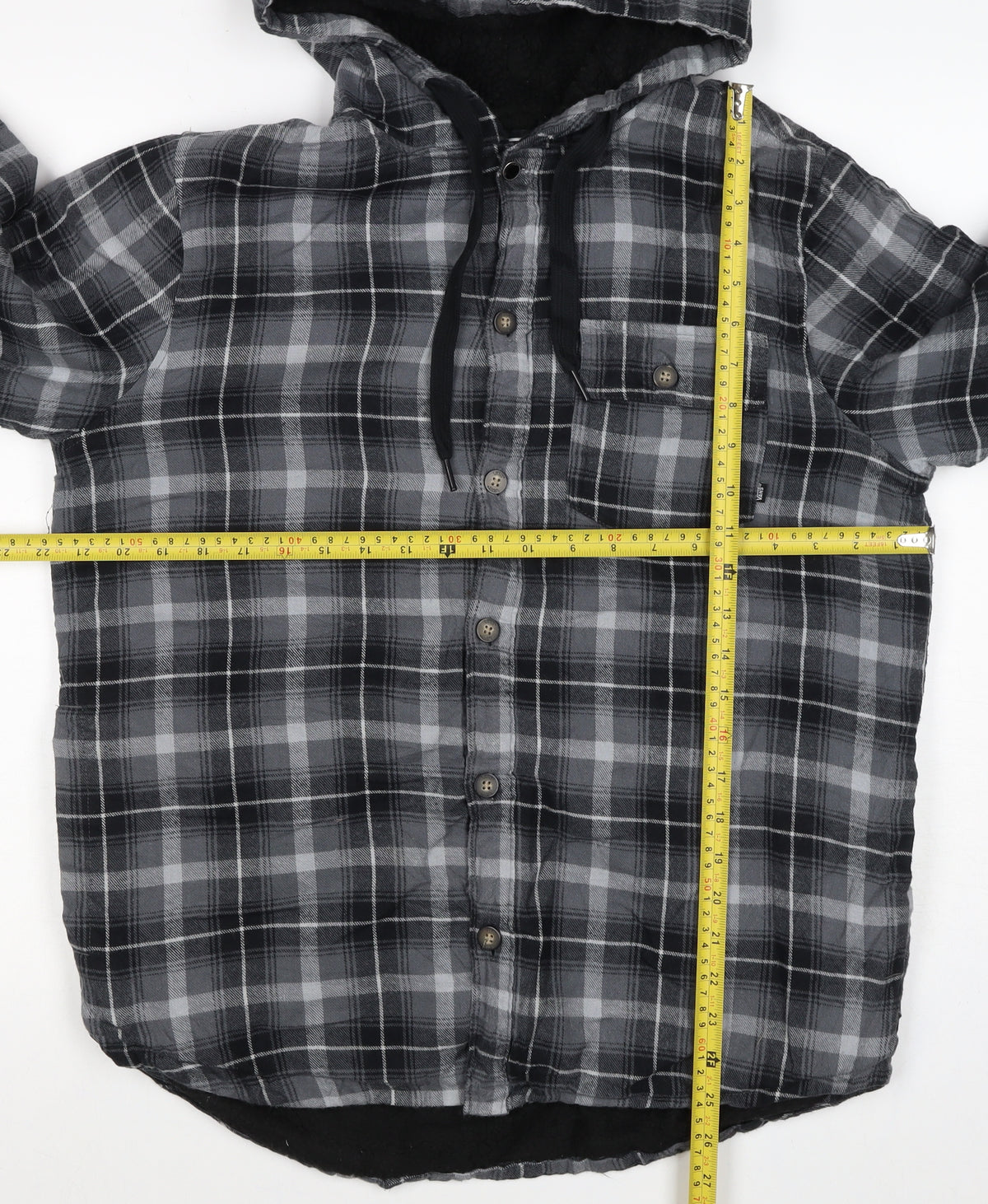 Vans Men’s Grey Plaid Hooded Flannel Lined Jacket Size S