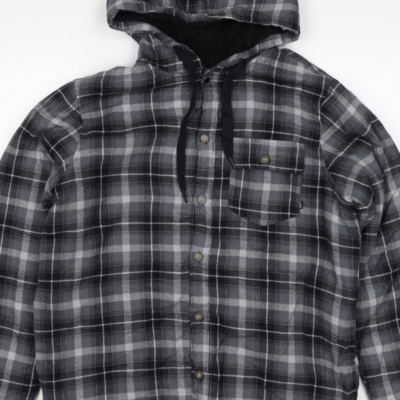 Vans Men’s Grey Plaid Hooded Flannel Lined Jacket Size S