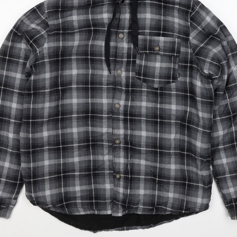 Vans Men’s Grey Plaid Hooded Flannel Lined Jacket Size S