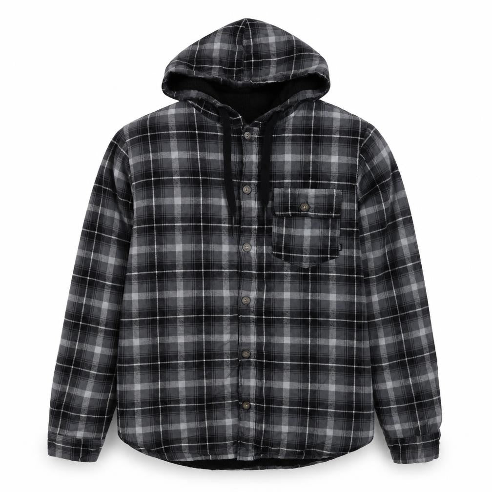 Vans Men’s Grey Plaid Hooded Flannel Lined Jacket Size S