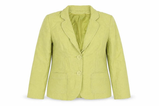 Classic Women’s Green Linen Blend Blazer UK 12 Two Button Lined