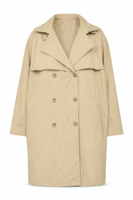 PrettyLittleThing Women’s Beige UK 12 Long Double Breasted Trench Coat