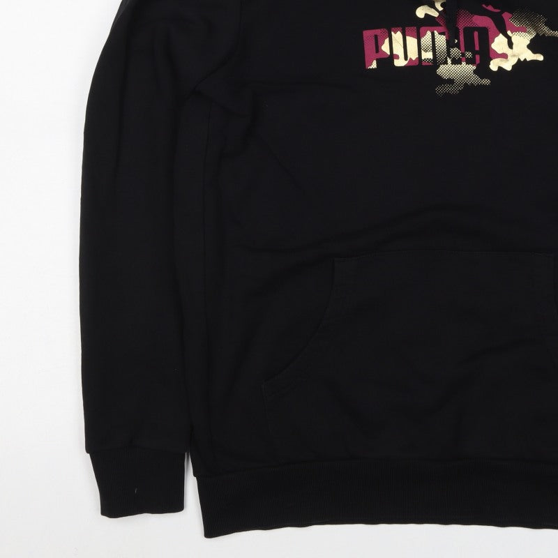 Puma Women’s Black UK 14 Pullover Hoodie Logo Kangaroo Pocket