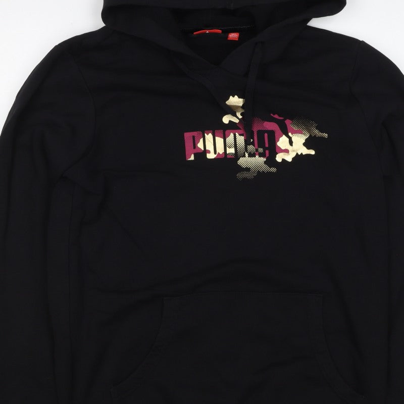 Puma Women’s Black UK 14 Pullover Hoodie Logo Kangaroo Pocket