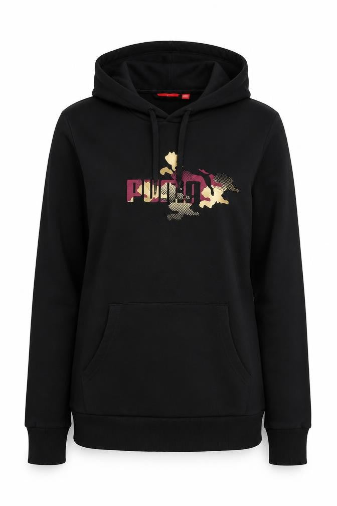 Puma Women’s Black UK 14 Pullover Hoodie Logo Kangaroo Pocket