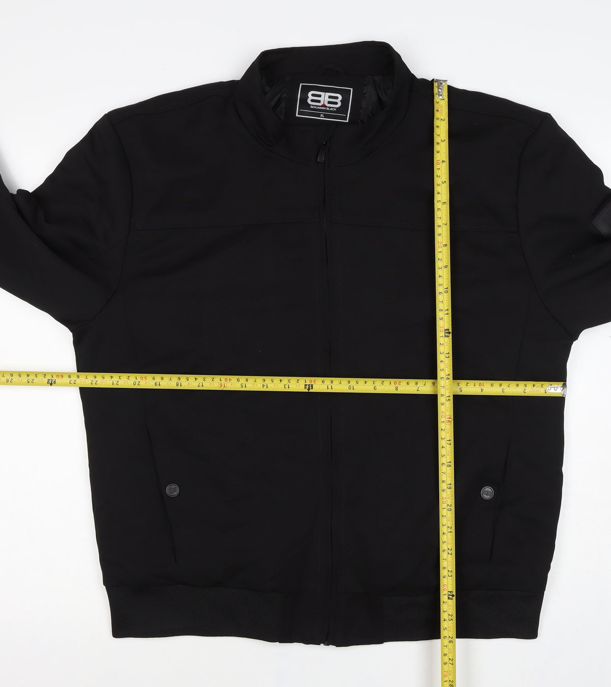 Benjamin Black Men's Black XL Bomber Jacket Full Zip Stand Collar