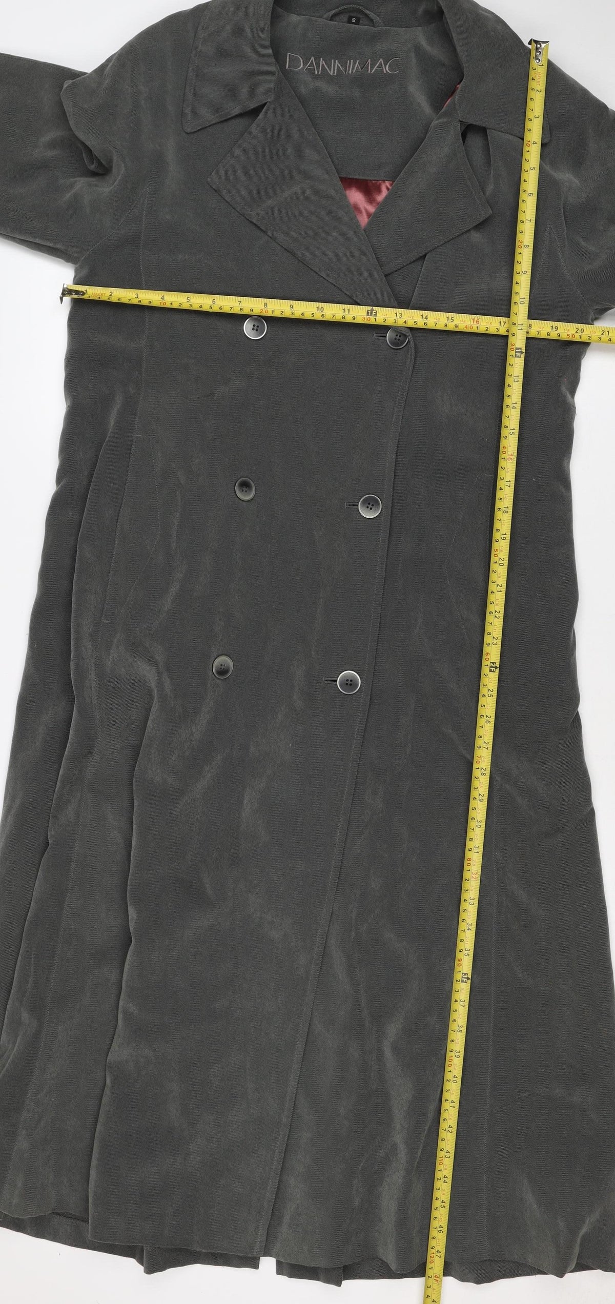 Dannimac Women’s Grey Size S Double-Breasted Long Trench Coat