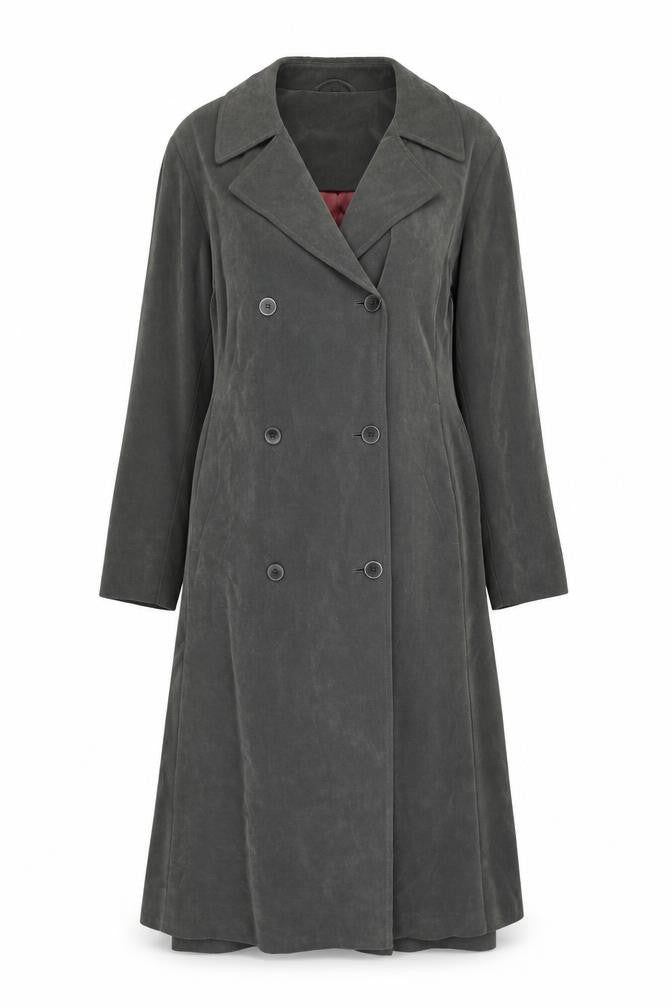 Dannimac Women’s Grey Size S Double-Breasted Long Trench Coat