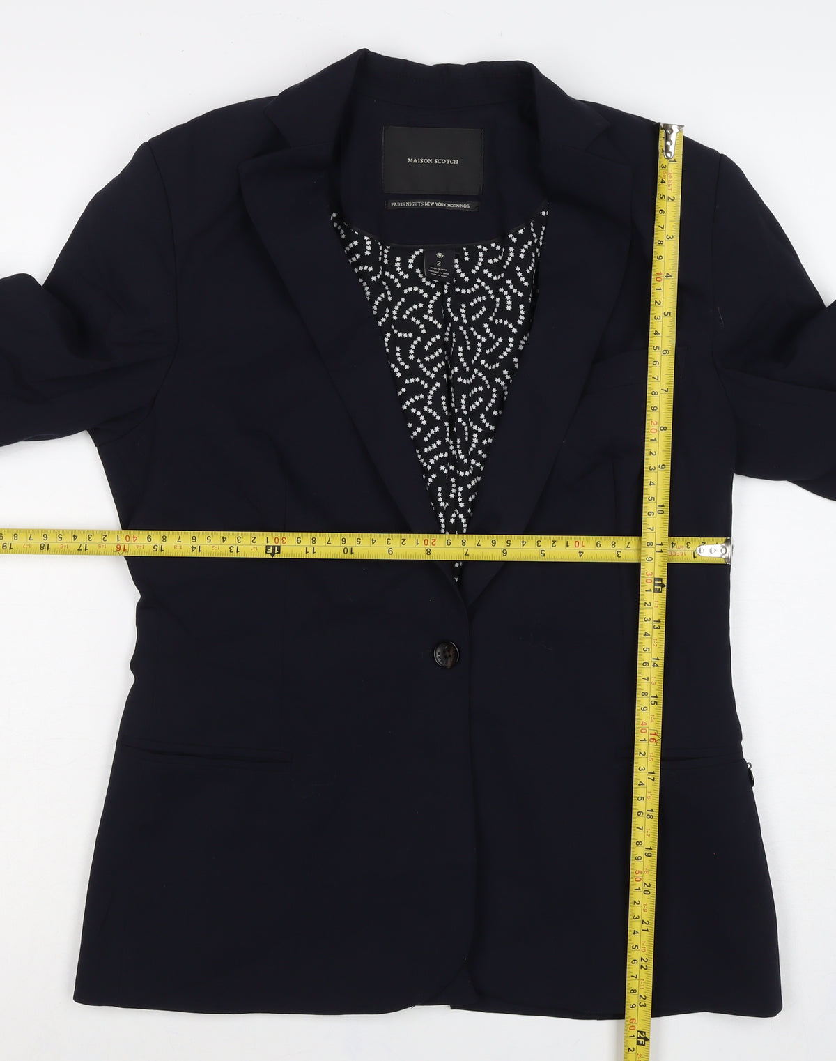 Maison Scotch Women’s Navy Size 2 Single-Breasted Star Lined Blazer