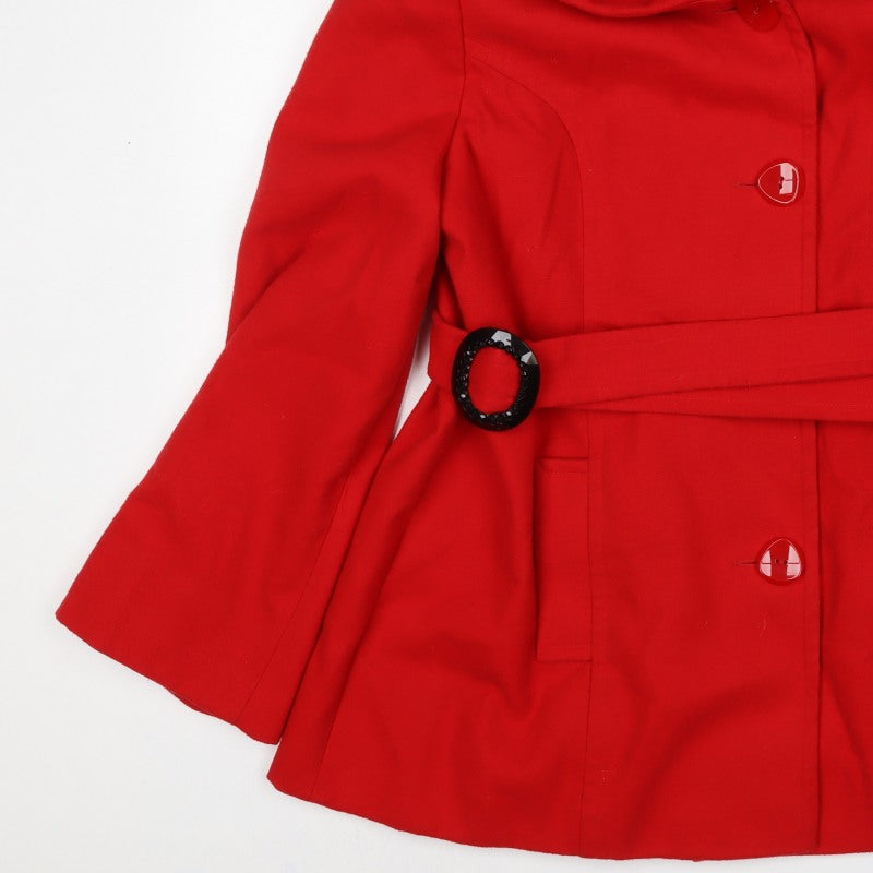 Soon Women’s Red Size 18 Belted Button Overcoat Long Sleeve