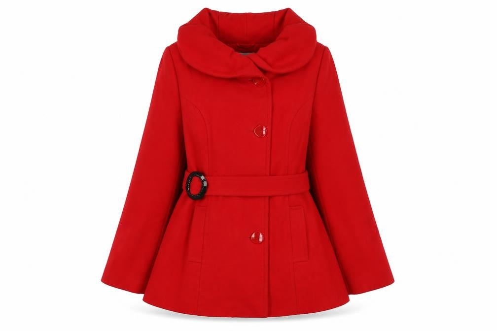 Soon Women’s Red Size 18 Belted Button Overcoat Long Sleeve