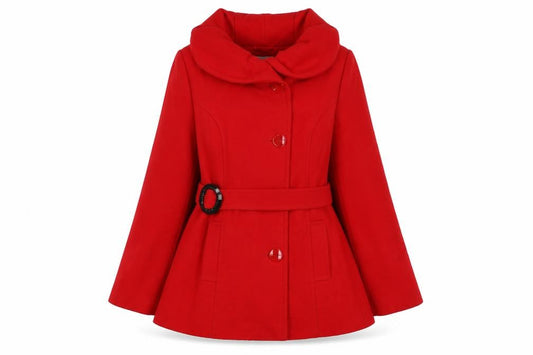 Soon Women’s Red Size 18 Belted Button Overcoat Long Sleeve