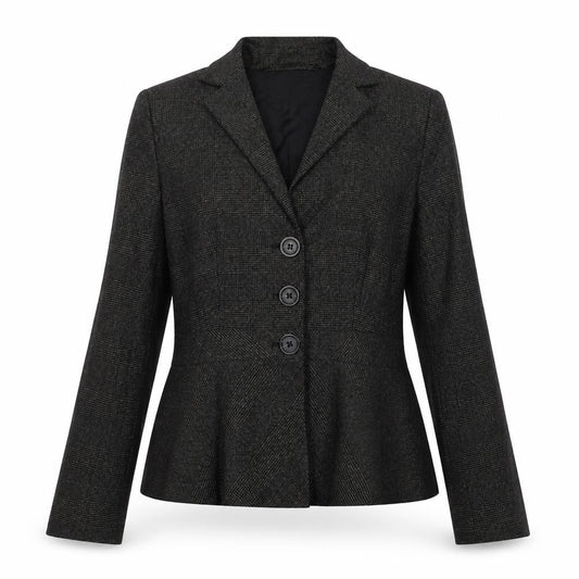 MNG Suit Women’s Black Check Blazer UK 14 Single-Breasted Lined