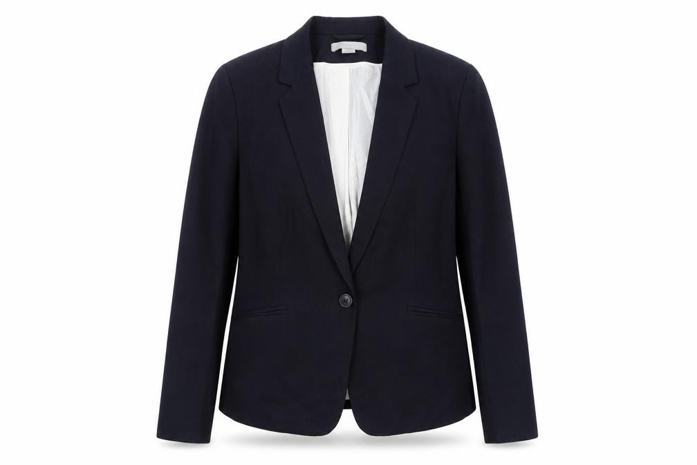 H&M Women’s Navy Blue UK 16 One Button Lined Tailored Blazer