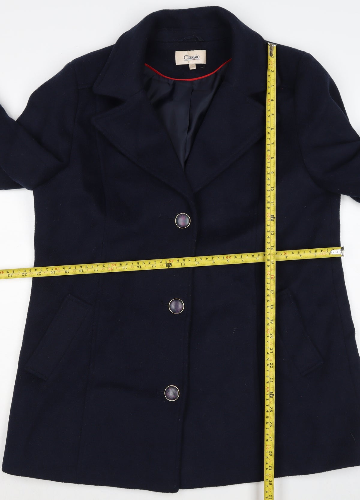 Marks & Spencer Classic Women’s Navy UK 16 Wool Blend Pea Coat