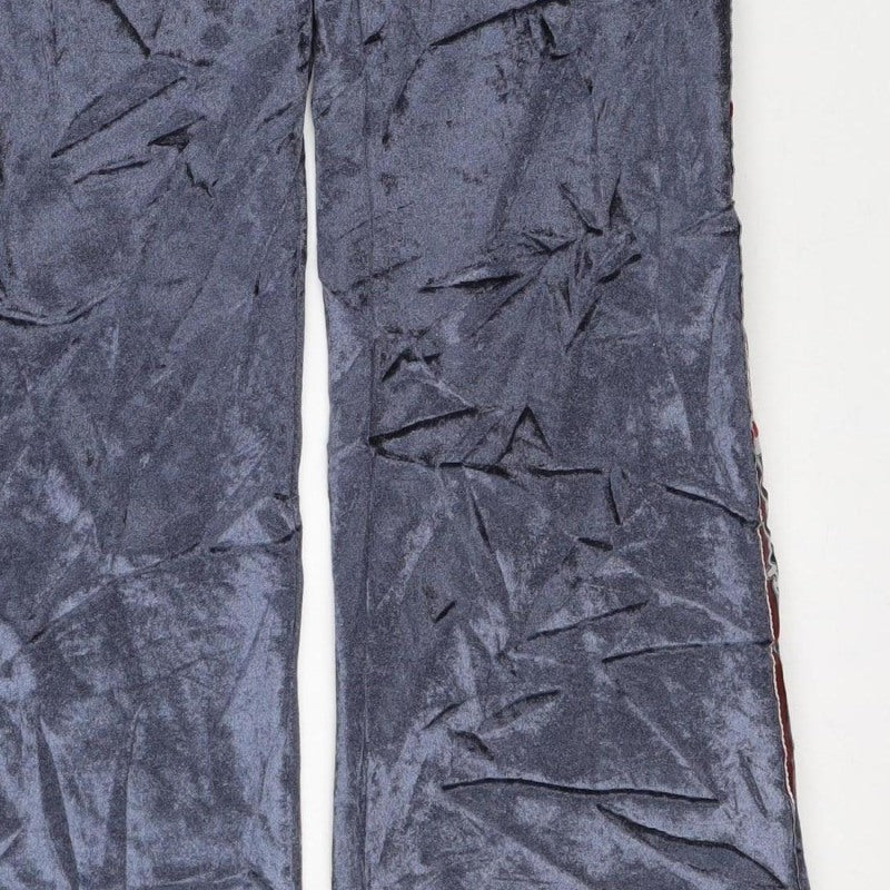 Champion Women’s Blue Velour Logo Jogger Trousers Small Drawstring