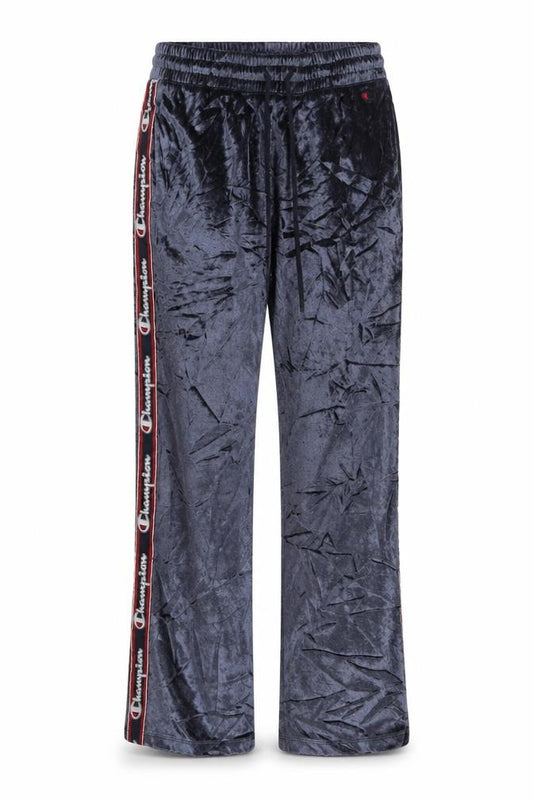 Champion Women’s Blue Velour Logo Jogger Trousers Small Drawstring