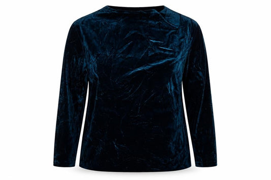 Basler Women’s Blue Velvet Blouse UK 20 Long Sleeve Party Top