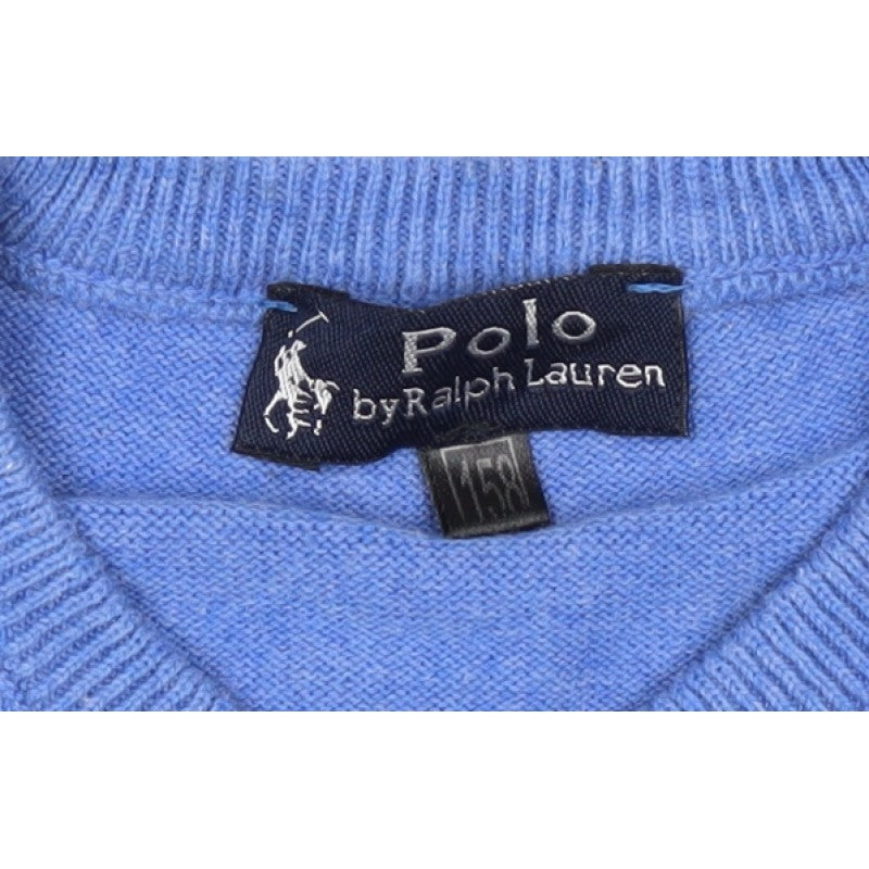 Polo Ralph Lauren Boys Blue V-Neck Cotton Logo Pullover Jumper M