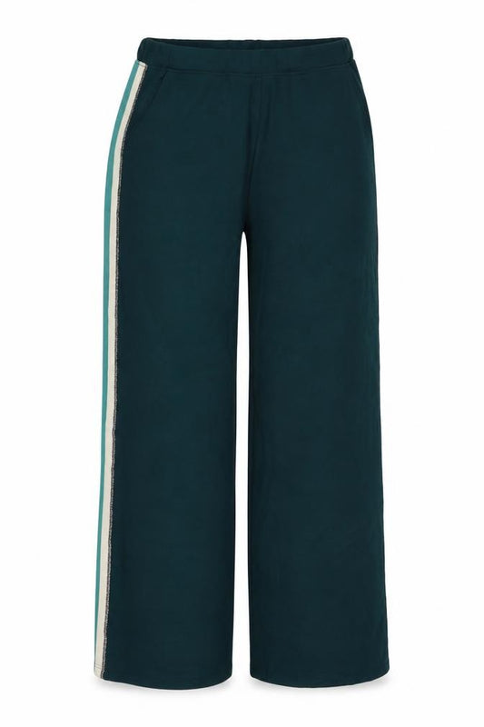 Saint + Sofia Women’s Green UK 14 Wide Leg Stripe Trousers