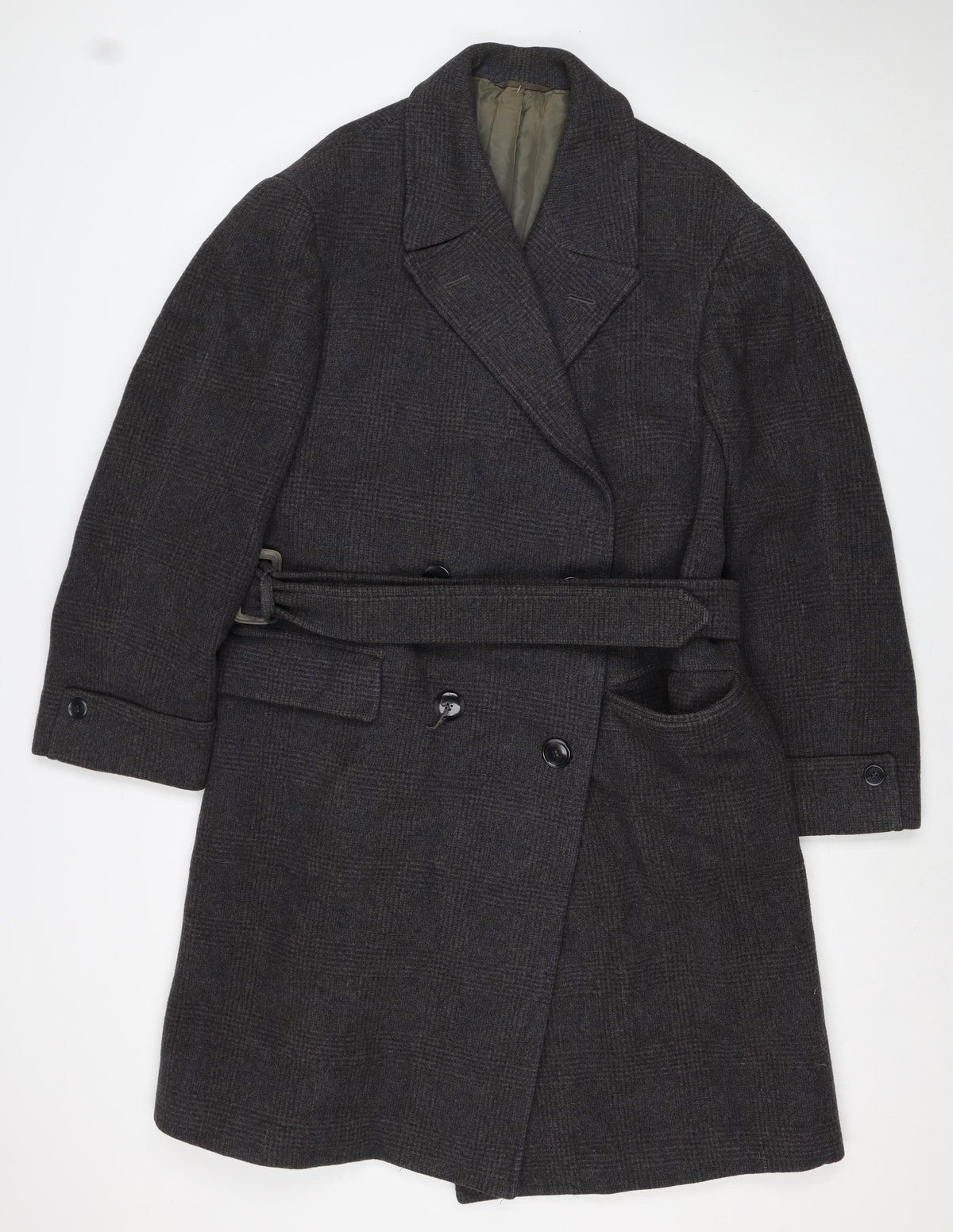 Massimo Testuto Women’s Grey UK 16 Wool Belted Long Overcoat