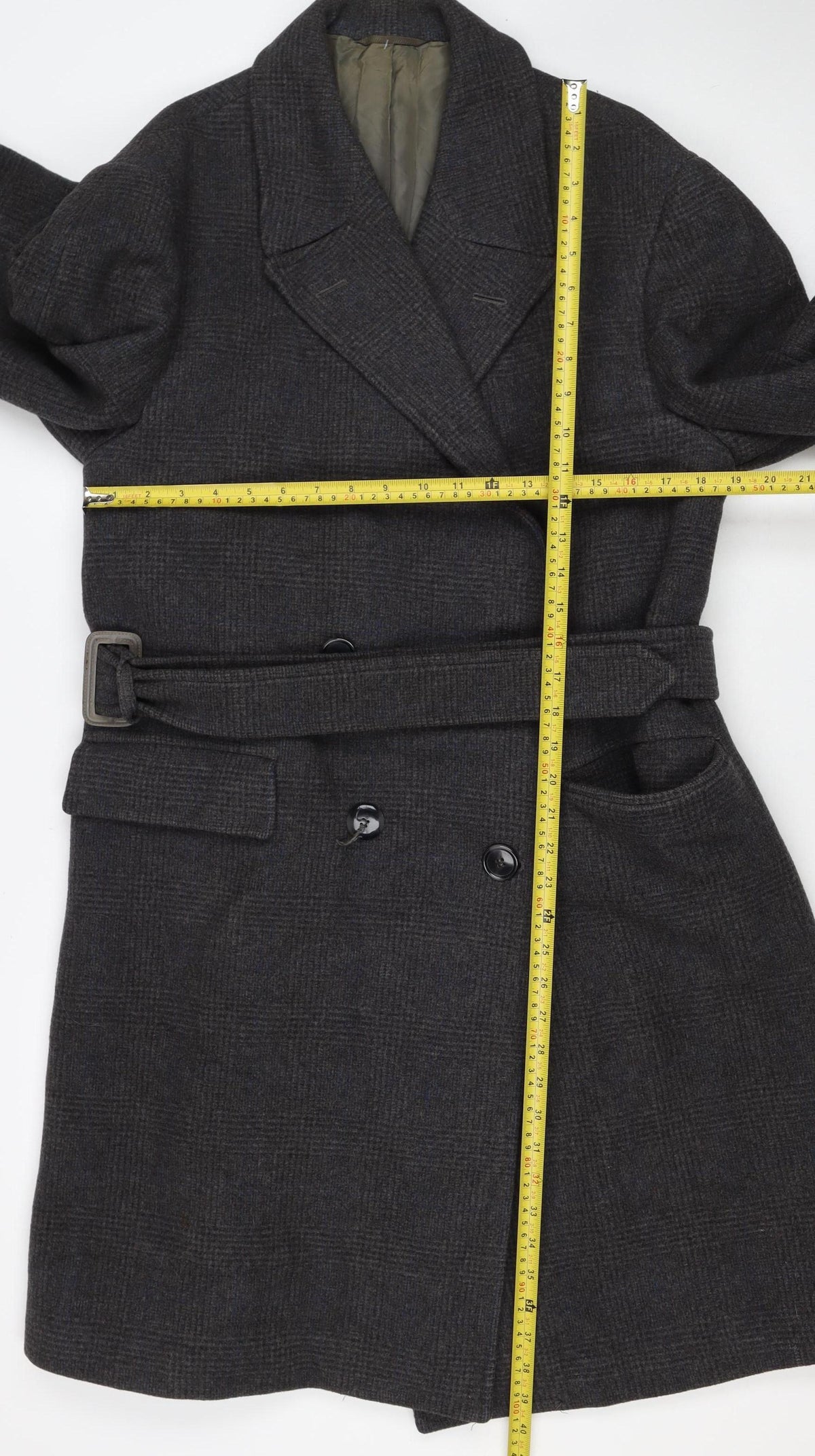 Massimo Testuto Women’s Grey UK 16 Wool Belted Long Overcoat