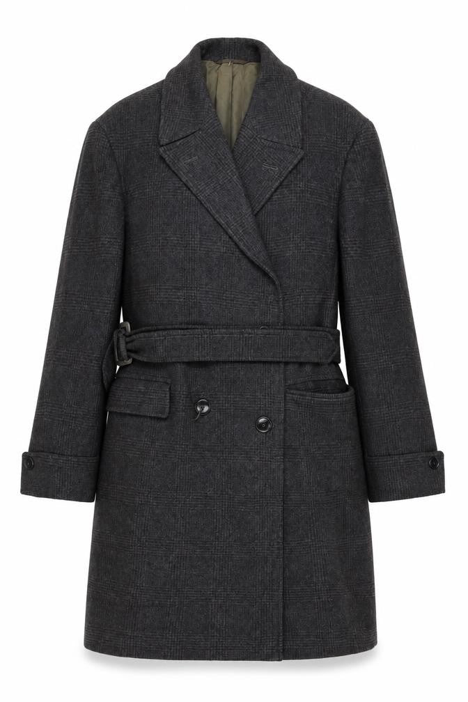 Massimo Testuto Women’s Grey UK 16 Wool Belted Long Overcoat