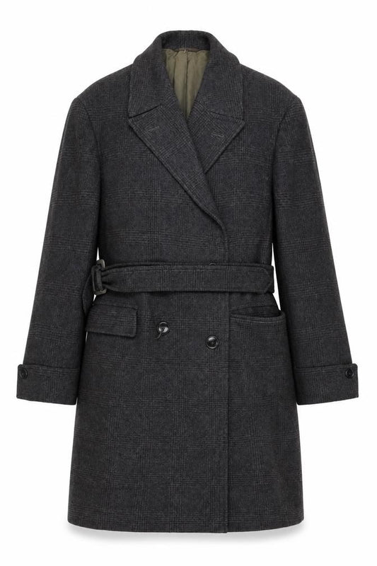 Massimo Testuto Women’s Grey UK 16 Wool Belted Long Overcoat