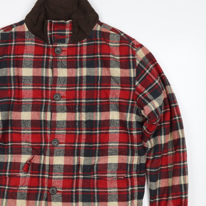 Woolrich Men's Red Plaid Medium Lined Button Outdoor Jacket
