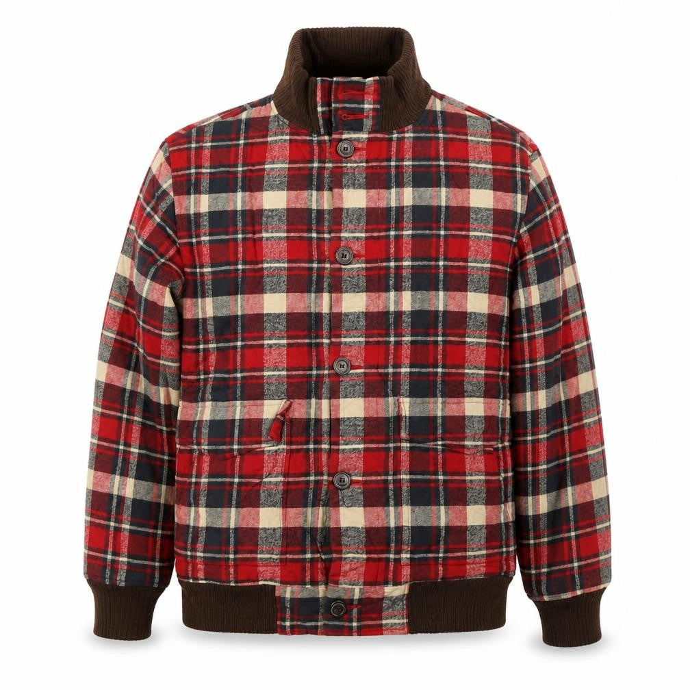 Woolrich Men's Red Plaid Medium Lined Button Outdoor Jacket