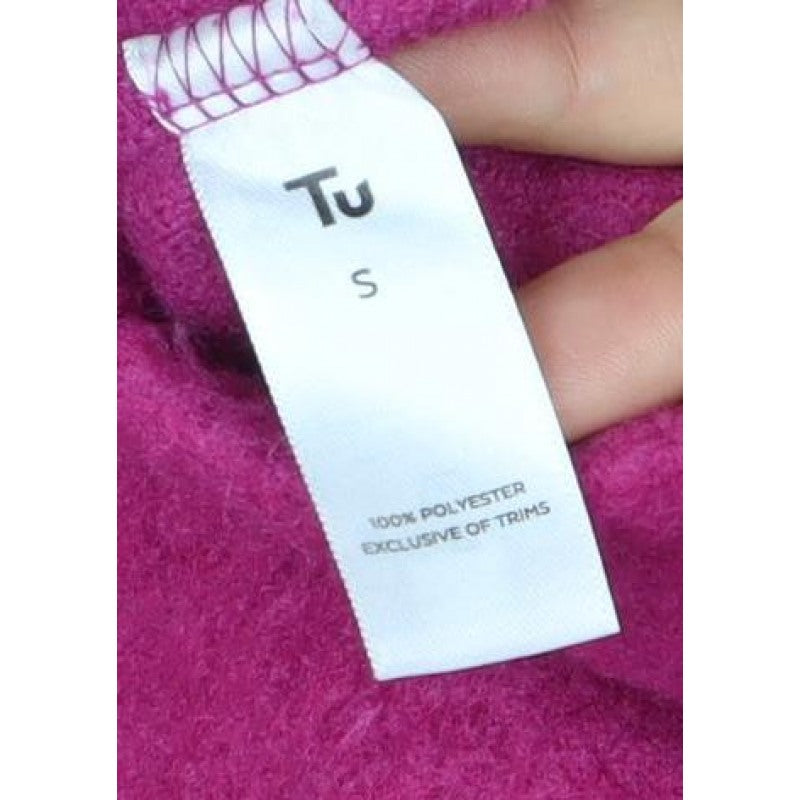 TU Women’s Pink Size S Double-Breasted Pea Coat Fleece Button Jacket