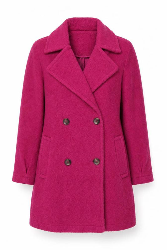 TU Women’s Pink Size S Double-Breasted Pea Coat Fleece Button Jacket