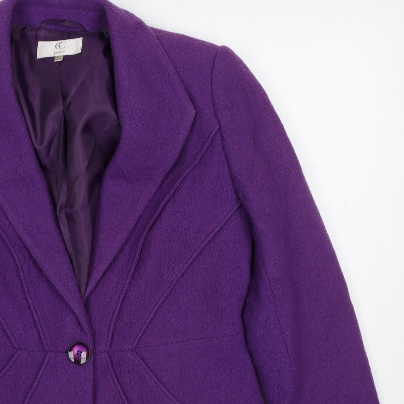 CC Petite Women’s Purple Size 14 Wool One Button Tailored Blazer Jacket