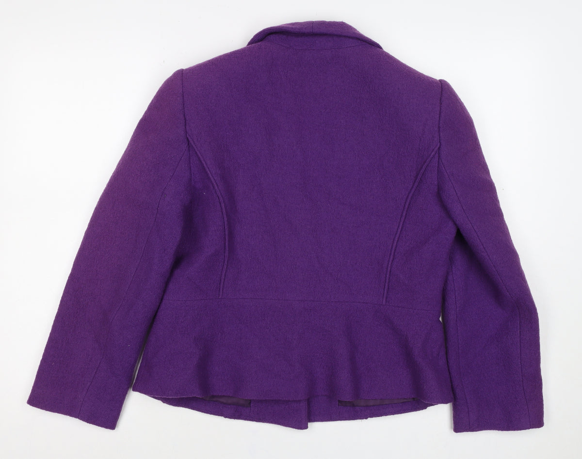 CC Petite Women’s Purple Size 14 Wool One Button Tailored Blazer Jacket