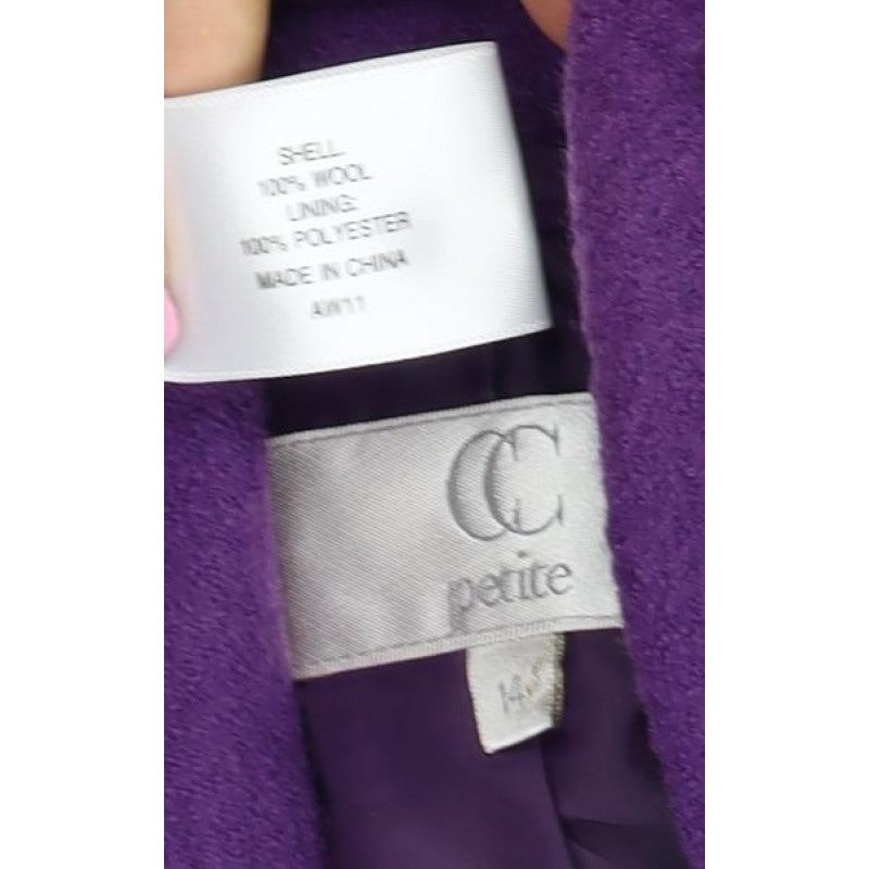 CC Petite Women’s Purple Size 14 Wool One Button Tailored Blazer Jacket