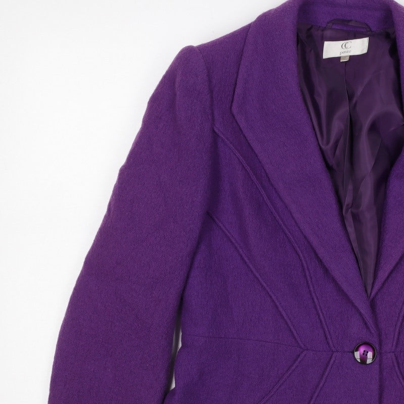 CC Petite Women’s Purple Size 14 Wool One Button Tailored Blazer Jacket