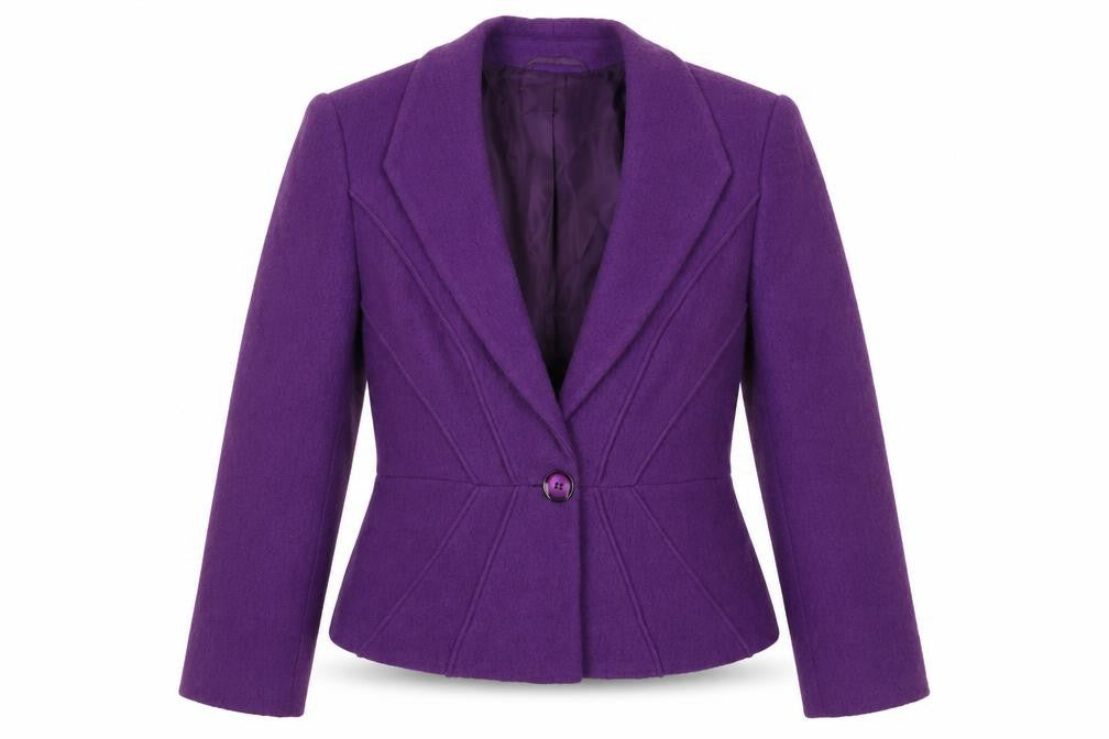 CC Petite Women’s Purple Size 14 Wool One Button Tailored Blazer Jacket