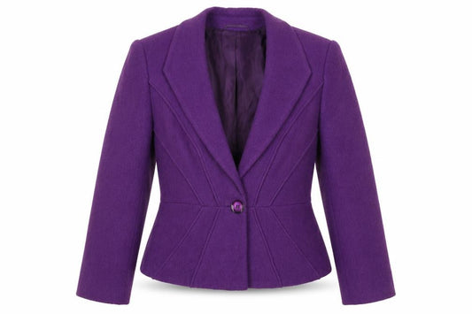 CC Petite Women’s Purple Size 14 Wool One Button Tailored Blazer Jacket