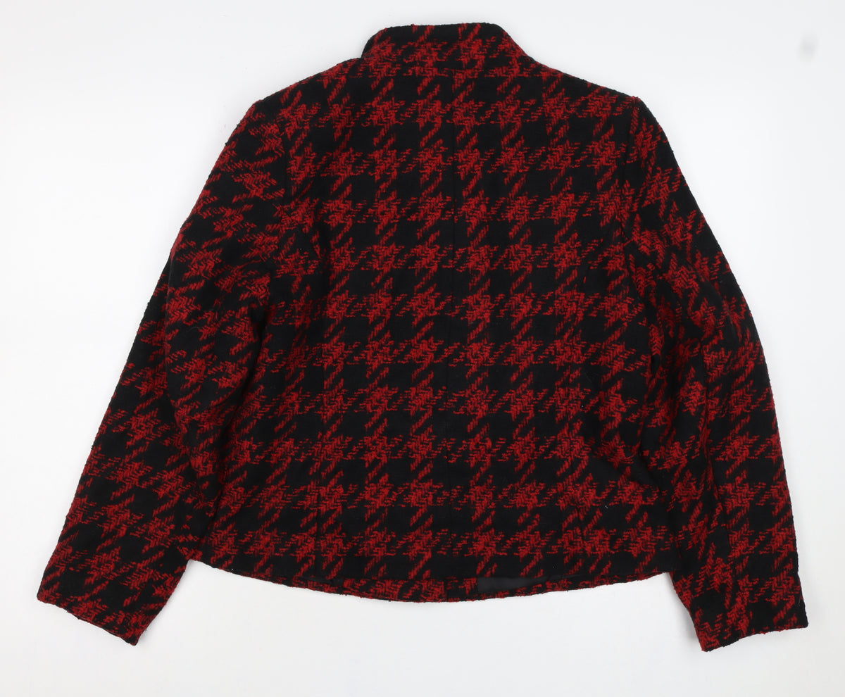 Mia Women’s Red Black Houndstooth Double-Breasted Blazer Size M