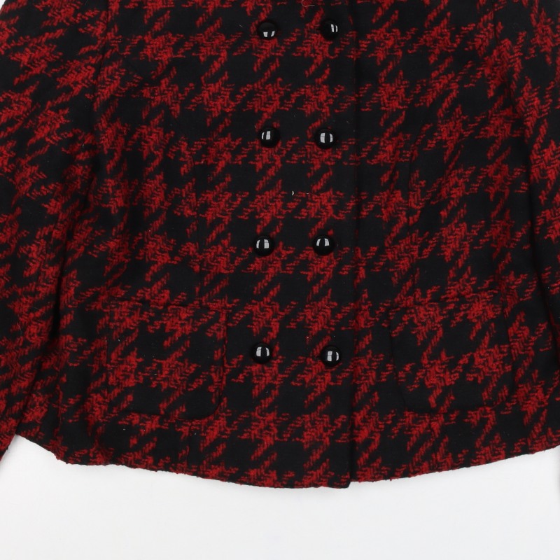Mia Women’s Red Black Houndstooth Double-Breasted Blazer Size M