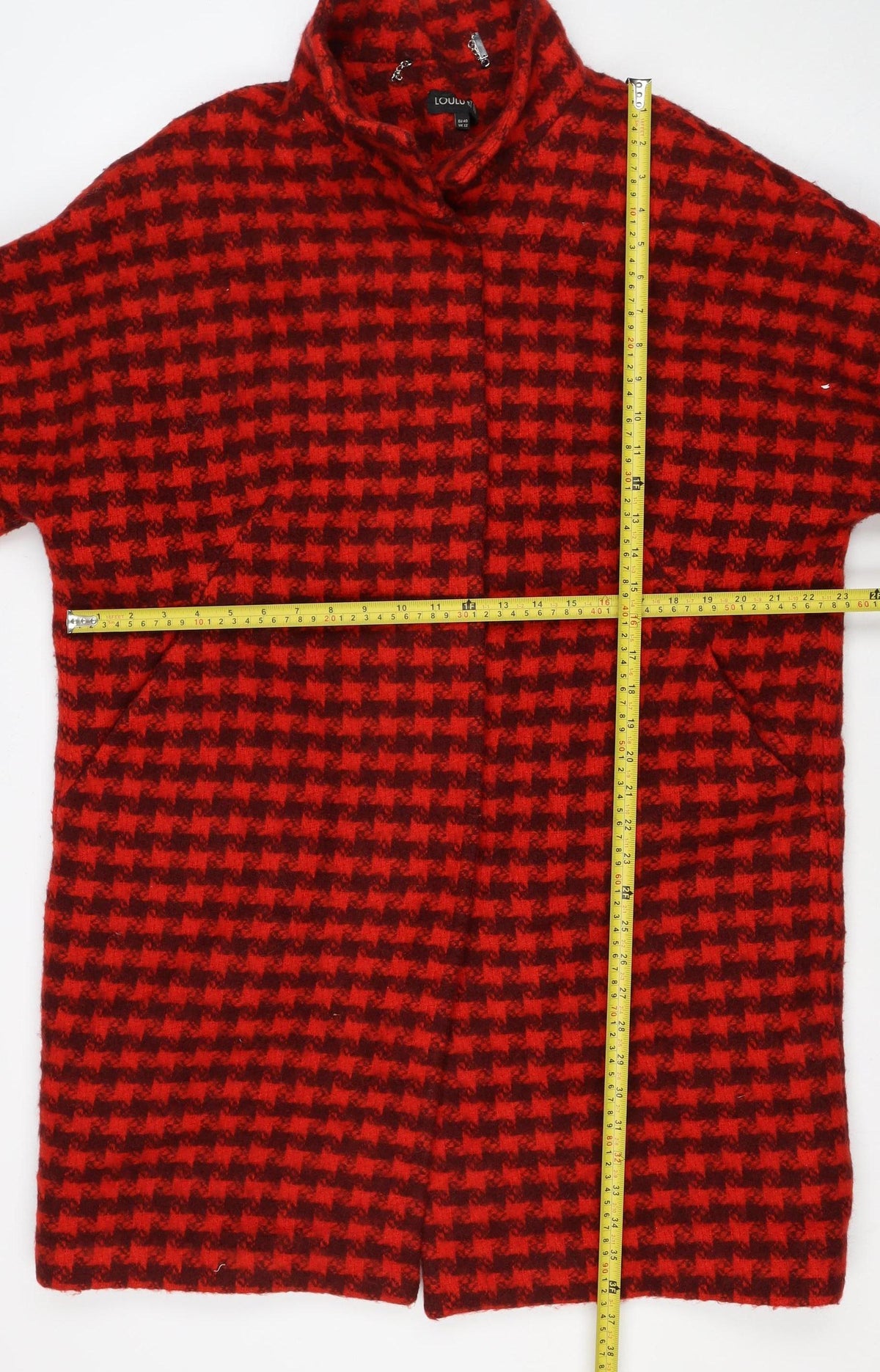 Loulu et Tu Women’s Red Black Wool Check Jacket UK 12 Short