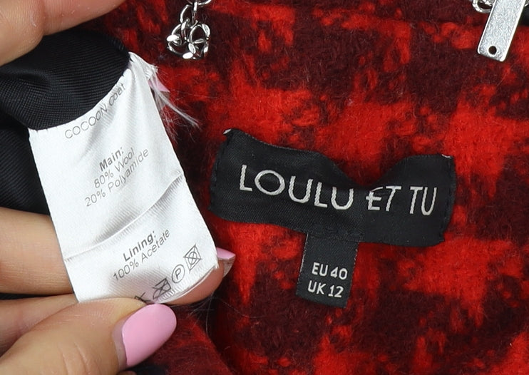 Loulu et Tu Women’s Red Black Wool Check Jacket UK 12 Short