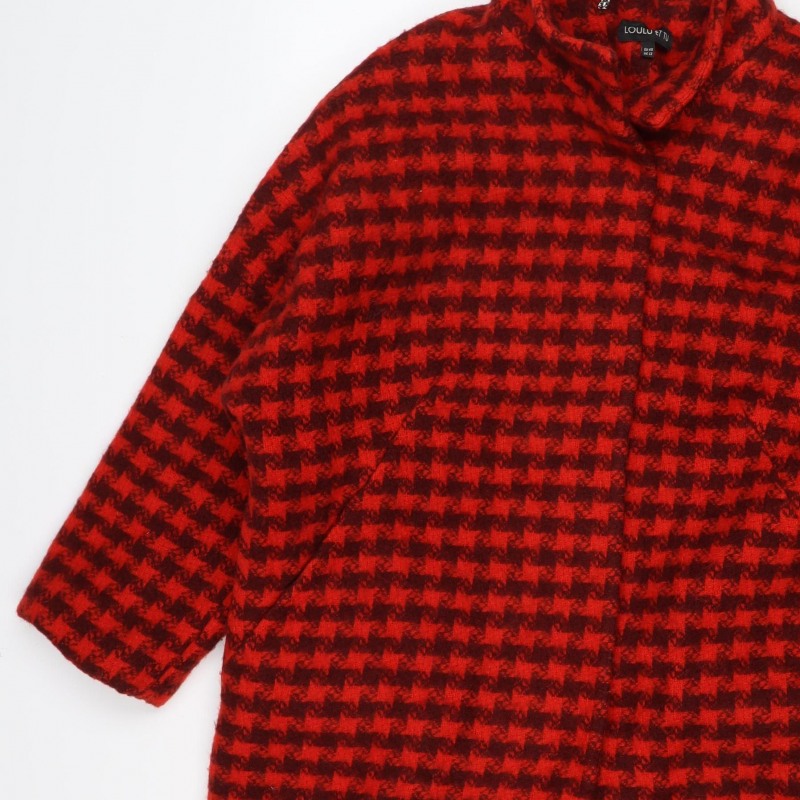 Loulu et Tu Women’s Red Black Wool Check Jacket UK 12 Short