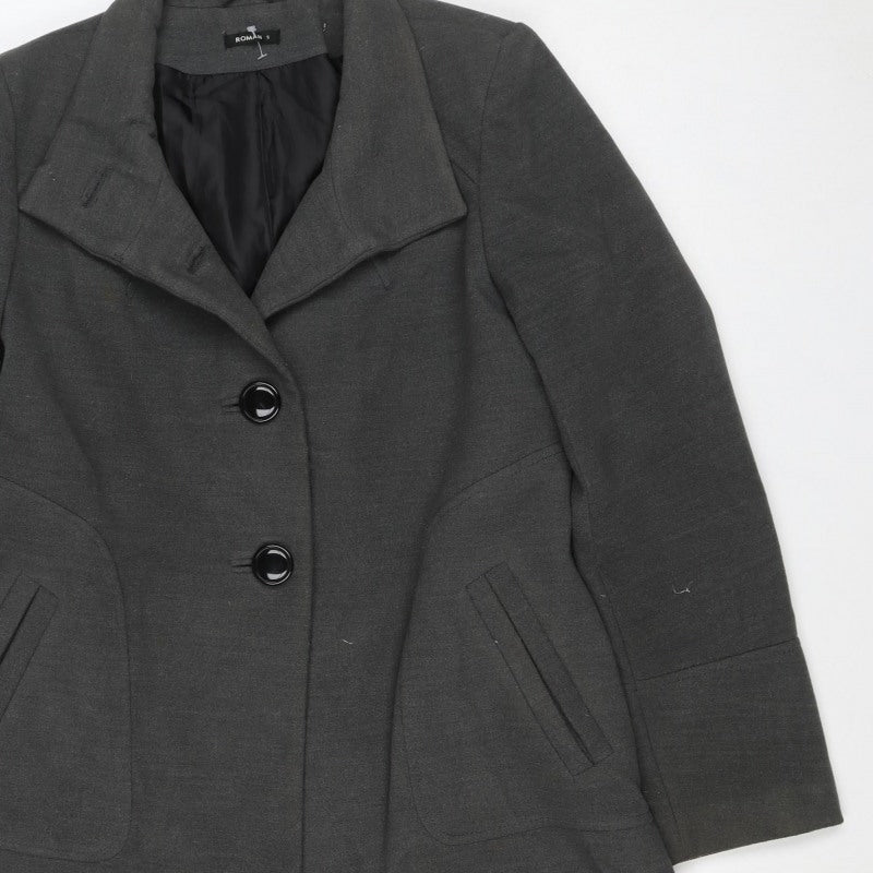 Roman Women Grey S Long Single-Breasted Tailored Overcoat Lined