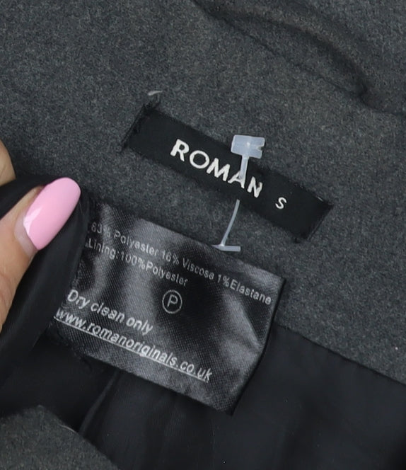 Roman Women Grey S Long Single-Breasted Tailored Overcoat Lined