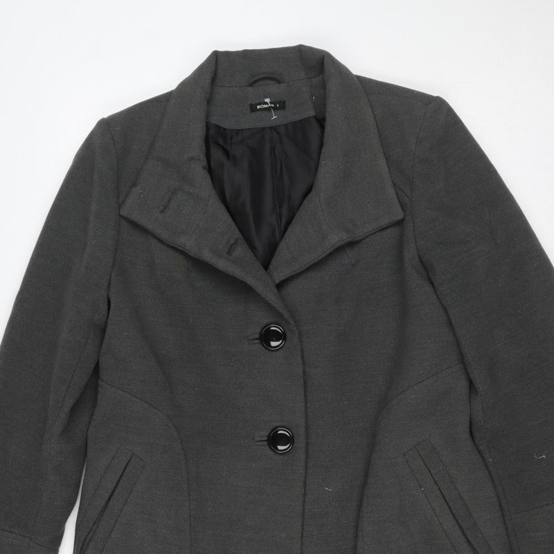 Roman Women Grey S Long Single-Breasted Tailored Overcoat Lined