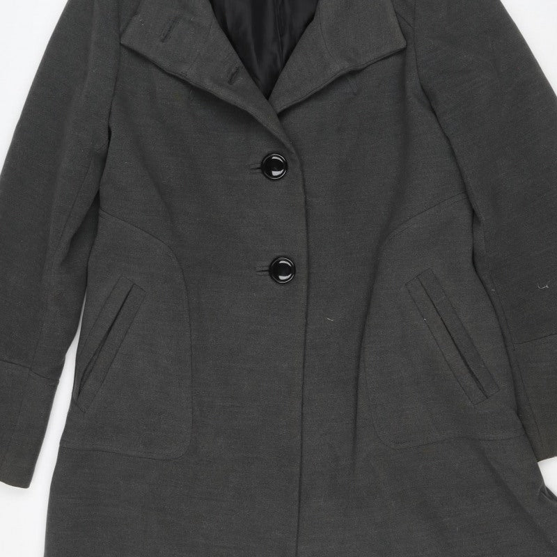 Roman Women Grey S Long Single-Breasted Tailored Overcoat Lined