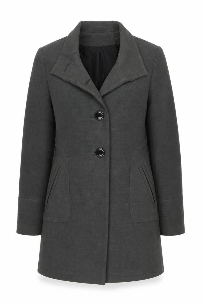 Roman Women Grey S Long Single-Breasted Tailored Overcoat Lined