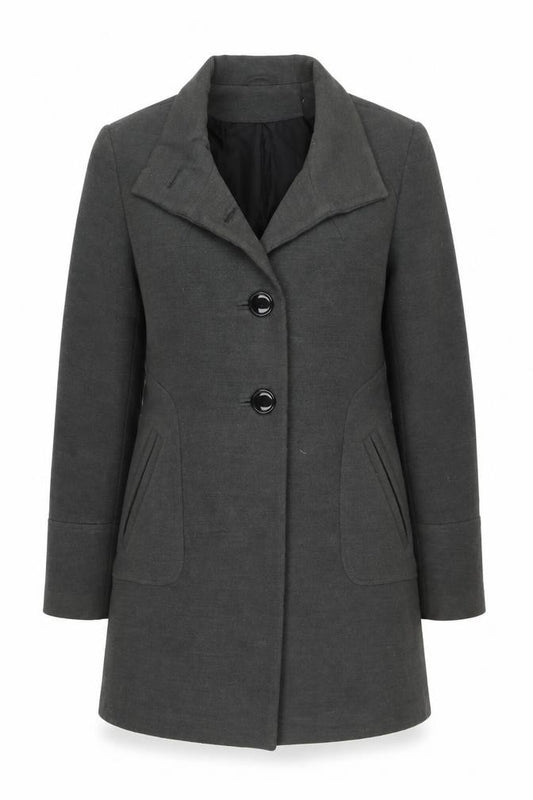 Roman Women Grey S Long Single-Breasted Tailored Overcoat Lined