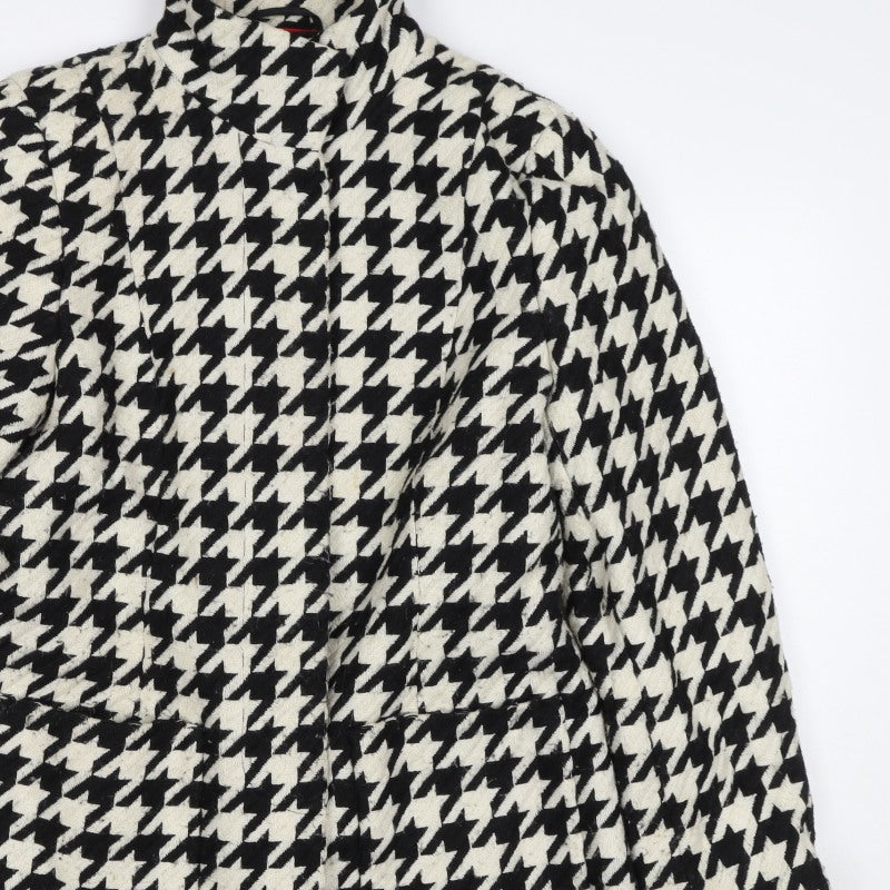 Monari Women’s Black Ivory Houndstooth Button Coat UK 10